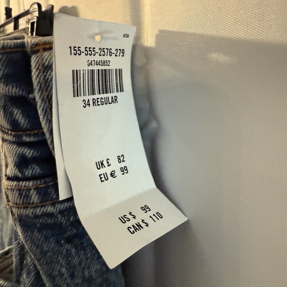 NWT-Abercrombie & Fitch The Mom High Rise Distressed Jeans 34/18R (37x27) Taper - Picture 2 of 9